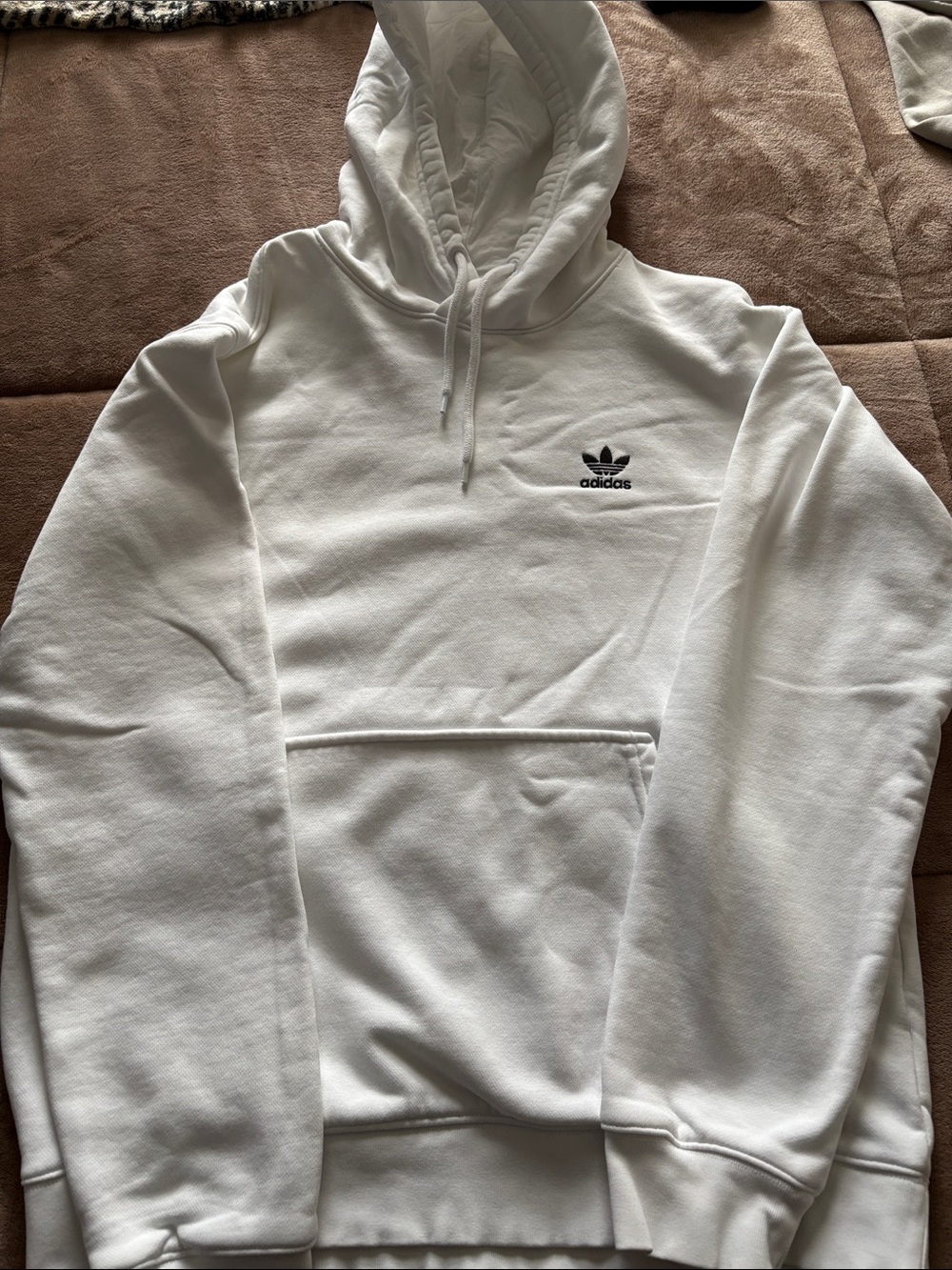 adidas White Hoodie with Black Trefoil Chest Logo
